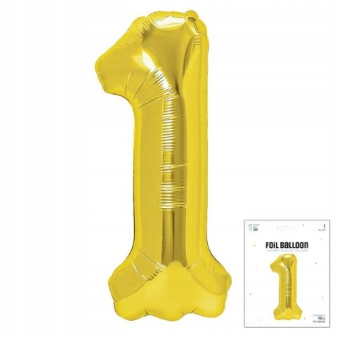 BALON FOLIOWY CYFRĄ CYFERKA 1 ZŁOTA NA IMPREZE URODZINOWĄ PRZYJĘCIE 40cm BALON FOLIOWY CYFRĄ CYFERKA 1 ZŁOTA NA IMPREZE URODZINOWĄ PRZYJĘCIE 40cm