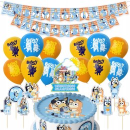 DUŻY ZESTAW URODZINOWY BLUEY BALONY TOPPERY GIRLANDA NA IMPREZE 47EL