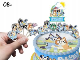 TOPPERY NA TORT (10szt) + duży TOPPER Najlepszego - BLUEY I BINGO PIESKI