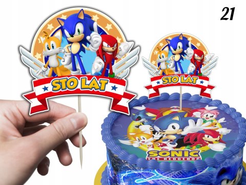 TOPPERY NA TORT (10szt) + duży TOPPER Sto Lat - SONIC SONIK BAJKI GRY TOPPERY NA TORT (10szt) + duży TOPPER Sto Lat - SONIC SONIK BAJKI GRY