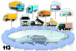 TOPPERY NA TORT OZDOBNE DEKORACJA ZESTAW - CIĘŻARÓKA TRUCK 10szt.