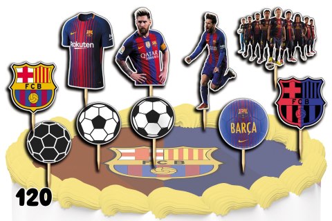 TOPPERY NA TORT OZDOBNE DEKORACJA ZESTAW - FC BARCELONA PIŁKA 10szt.