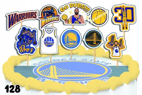 TOPPERY NA TORT OZDOBNE DEKORACJA ZESTAW - GOLDEN STATE KOSZYKÓWKA 10szt.