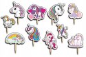 TOPPERY NA TORT OZDOBNE DEKORACJA ZESTAW - JEDNOROŻEC UNICORN 10szt.