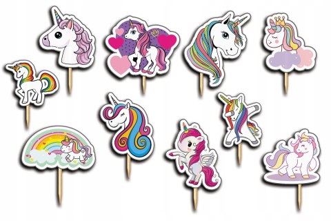 TOPPERY NA TORT OZDOBNE DEKORACJA ZESTAW - JEDNOROŻEC UNICORN 10szt. TOPPERY NA TORT OZDOBNE DEKORACJA ZESTAW - JEDNOROŻEC UNICORN 10szt.
