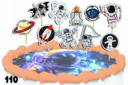 TOPPERY NA TORT OZDOBNE DEKORACJA ZESTAW - KOSMOS ASTRONAUTA 10szt.