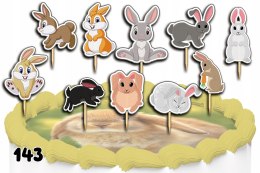 TOPPERY NA TORT OZDOBNE DEKORACJA ZESTAW - KRÓLIK KRÓLICZEK 10szt.