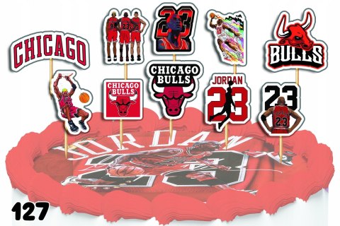 TOPPERY NA TORT OZDOBNE DEKORACJA ZESTAW - NBA BULLS KOSZYKÓWKA 10szt. TOPPERY NA TORT OZDOBNE DEKORACJA ZESTAW - NBA BULLS KOSZYKÓWKA 10szt.
