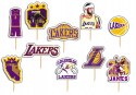 TOPPERY NA TORT OZDOBNE DEKORACJA ZESTAW - NBA LAKERS KOSZYKÓWKA 10szt.