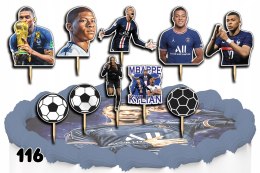 TOPPERY NA TORT OZDOBNE DEKORACJA ZESTAW - PIŁKA NOŻNA MBAPPE 10szt.