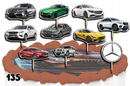 TOPPERY NA TORT OZDOBNE DEKORACJA ZESTAW - SAMOCHODY MERCEDES 10szt.