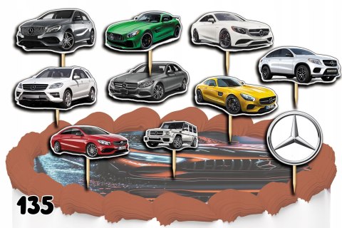 TOPPERY NA TORT OZDOBNE DEKORACJA ZESTAW - SAMOCHODY MERCEDES 10szt. TOPPERY NA TORT OZDOBNE DEKORACJA ZESTAW - SAMOCHODY MERCEDES 10szt.