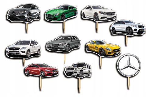 TOPPERY NA TORT OZDOBNE DEKORACJA ZESTAW - SAMOCHODY MERCEDES 10szt. TOPPERY NA TORT OZDOBNE DEKORACJA ZESTAW - SAMOCHODY MERCEDES 10szt.