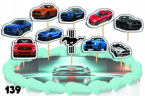 TOPPERY NA TORT OZDOBNE DEKORACJA ZESTAW - SAMOCHODY MUSTANG PREMIUM 10szt. TOPPERY NA TORT OZDOBNE DEKORACJA ZESTAW - SAMOCHODY MUSTANG PREMIUM 10szt.
