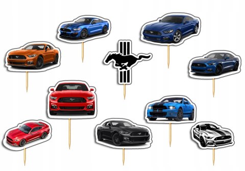 TOPPERY NA TORT OZDOBNE DEKORACJA ZESTAW - SAMOCHODY MUSTANG PREMIUM 10szt. TOPPERY NA TORT OZDOBNE DEKORACJA ZESTAW - SAMOCHODY MUSTANG PREMIUM 10szt.