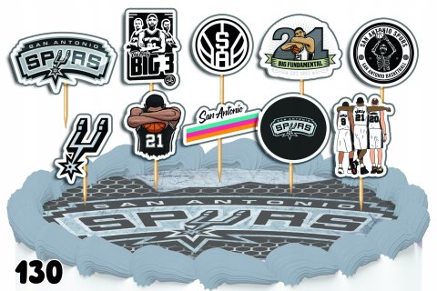 TOPPERY NA TORT OZDOBNE DEKORACJA ZESTAW - SPURS LOGO 10szt.