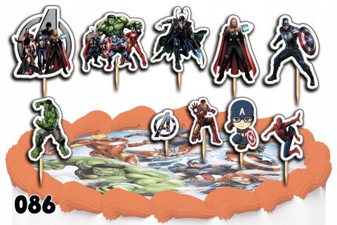 TOPPERY NA TORT OZDOBNE DEKORACJA ZESTAW - AVENGERS MARVEL 10szt.
