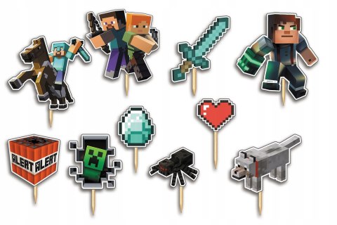 TOPPERY NA TORT OZDOBNE DEKORACJA ZESTAW - MINE.CRAFT GRY BAJKA 10szt. TOPPERY NA TORT OZDOBNE DEKORACJA ZESTAW - MINE.CRAFT GRY BAJKA 10szt.