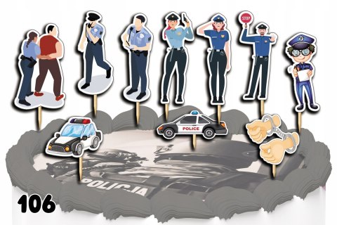 TOPPERY NA TORT OZDOBNE DEKORACJA ZESTAW - POLICJA POLICJANT 10szt.
