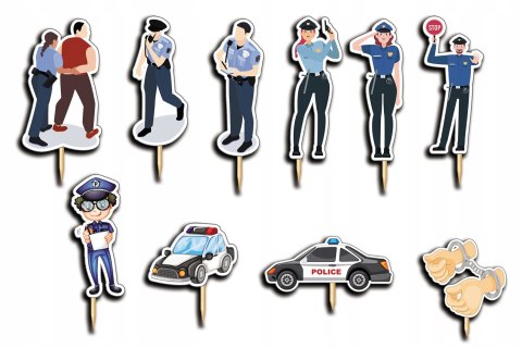 TOPPERY NA TORT OZDOBNE DEKORACJA ZESTAW - POLICJA POLICJANT 10szt. TOPPERY NA TORT OZDOBNE DEKORACJA ZESTAW - POLICJA POLICJANT 10szt.