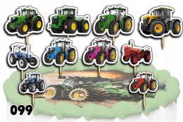 TOPPERY NA TORT OZDOBNE DEKORACJA ZESTAW - TRAKTOR CIĄGNIK 10szt.