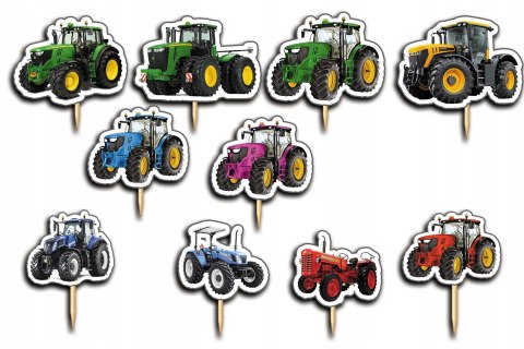 TOPPERY NA TORT OZDOBNE DEKORACJA ZESTAW - TRAKTOR CIĄGNIK 10szt. TOPPERY NA TORT OZDOBNE DEKORACJA ZESTAW - TRAKTOR CIĄGNIK 10szt.