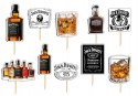TOPPERY NA TORT OZDOBNE DEKORACJA ZESTAW - WHISKY ALKOHOL 10szt.