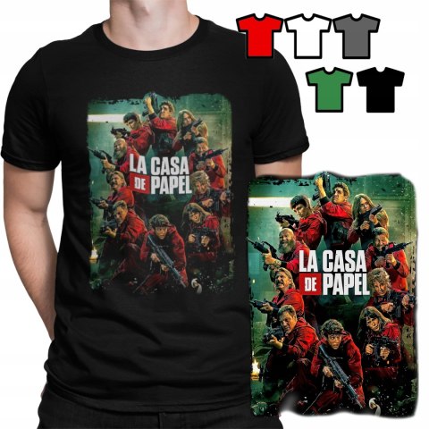 KOSZULKA T-SHIRT MĘSKI WZORY DO WYBORU - DOM Z PAPIERU SERIALE - XL KOSZULKA T-SHIRT MĘSKI WZORY DO WYBORU - DOM Z PAPIERU SERIALE - XL
