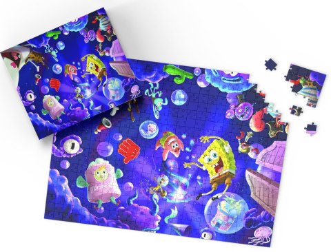 PUZZLE - SPONGEBOB BAJKA - PREZENT NA ŚWIĘTA WZORY - 70el + PUDEŁKO PUZZLE - SPONGEBOB BAJKA - PREZENT NA ŚWIĘTA WZORY - 70el + PUDEŁKO