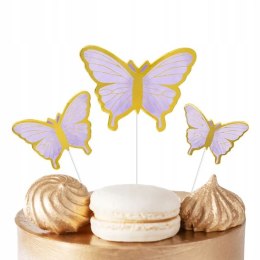 TOPPERY NA TORT MOTYLKI FIOLETOWE MOTYL NA IMPREZĘ URODZINOWĄ DEKORACJA