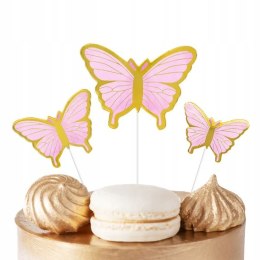 TOPPERY NA TORT MOTYLKI RÓŻOWE MOTYL NA IMPREZĘ URODZINOWĄ DEKORACJA