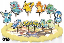 TOPPERY NA TORT OZDOBNE DEKORACJA ZESTAW - POKE.MON PIKA.CHU BAJKA 10szt.