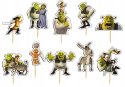 TOPPERY NA TORT OZDOBNE DEKORACJA ZESTAW - SHREK BAJKI OSIOŁ 10szt.