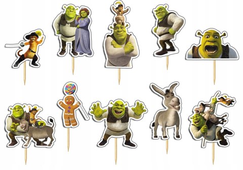 TOPPERY NA TORT OZDOBNE DEKORACJA ZESTAW - SHREK BAJKI OSIOŁ 10szt. TOPPERY NA TORT OZDOBNE DEKORACJA ZESTAW - SHREK BAJKI OSIOŁ 10szt.