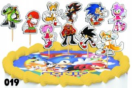 TOPPERY NA TORT OZDOBNE DEKORACJA ZESTAW - SONIC SONIK BAJKA 10szt.