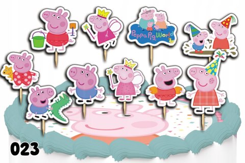 TOPPERY NA TORT OZDOBNE DEKORACJA ZESTAW - ŚWINKA PEPPA GEORGE 10szt.