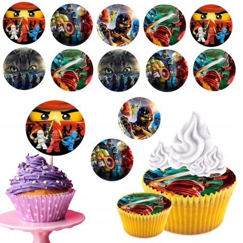 OPŁATEK na BABECZKI MUFFINKI zestaw na urodziny 12szt. - LEGO NINJAGO OPŁATEK na BABECZKI MUFFINKI zestaw na urodziny 12szt. - LEGO NINJAGO