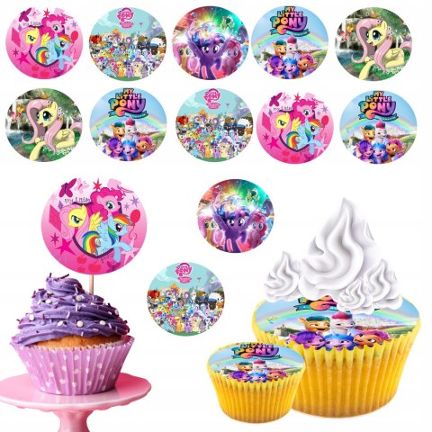OPŁATEK na BABECZKI MUFFINKI zestaw na urodziny 12szt. - MY LITTLE PONY