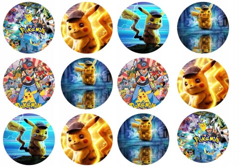 OPŁATEK na BABECZKI MUFFINKI zestaw na urodziny 12szt. - POKEMON BAJKA OPŁATEK na BABECZKI MUFFINKI zestaw na urodziny 12szt. - POKEMON BAJKA