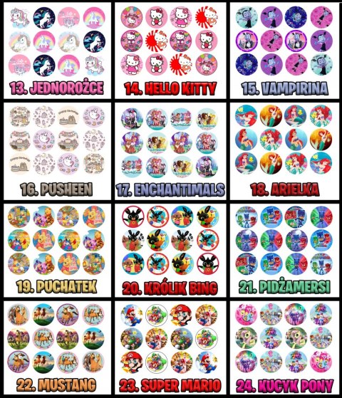 OPŁATEK na BABECZKI MUFFINKI zestaw na urodziny 12szt. - POKEMON BAJKA OPŁATEK na BABECZKI MUFFINKI zestaw na urodziny 12szt. - POKEMON BAJKA