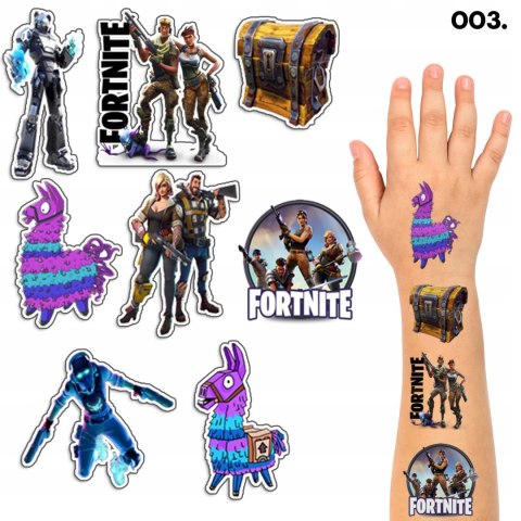 TATUAŻE ZMYWALNE DLA DZIECI TYMCZASOWE FORTNITE GRY - 8 EL. / 150 WZORÓW TATUAŻE ZMYWALNE DLA DZIECI TYMCZASOWE FORTNITE GRY - 8 EL. / 150 WZORÓW