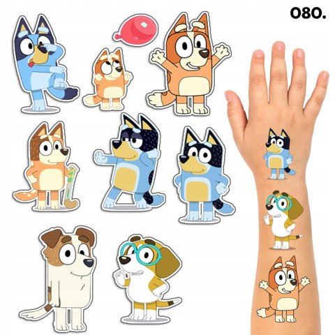 TATUAŻE ZMYWALNE DLA DZIECI TYMCZASOWE BLUEY BINGO BLUE - 8 EL. / 150 WZORÓ TATUAŻE ZMYWALNE DLA DZIECI TYMCZASOWE BLUEY BINGO BLUE - 8 EL. / 150 WZORÓ