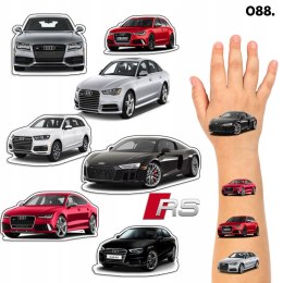 TATUAŻE ZMYWALNE DLA DZIECI TYMCZASOWE SAMOCHODY AUDI - 8 EL. / 150 WZORÓW