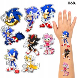 TATUAŻE ZMYWALNE DLA DZIECI TYMCZASOWE SONIC SONIK - 8 EL. / 150 WZORÓW