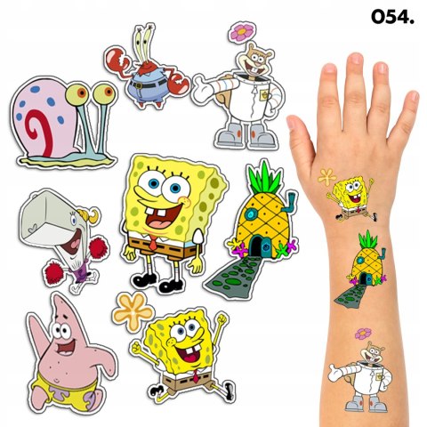 TATUAŻE ZMYWALNE DLA DZIECI TYMCZASOWE SPONGEBOB - 8 EL. / 150 WZORÓW TATUAŻE ZMYWALNE DLA DZIECI TYMCZASOWE SPONGEBOB - 8 EL. / 150 WZORÓW