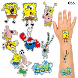 TATUAŻE ZMYWALNE DLA DZIECI TYMCZASOWE SPONGEBOB - 8 EL. / 150 WZORÓW