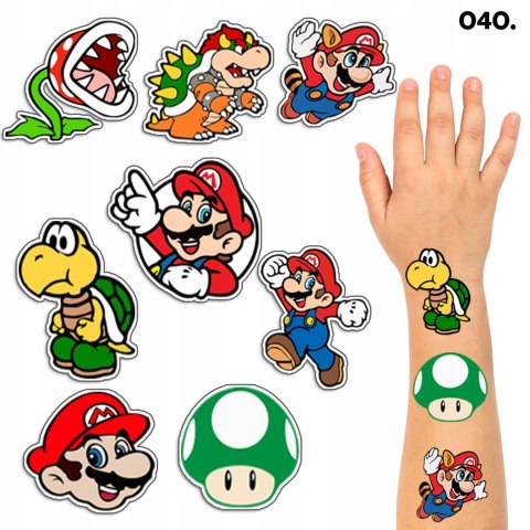 TATUAŻE ZMYWALNE DLA DZIECI TYMCZASOWE SUPER MARIO - 8 EL. / 150 WZORÓW TATUAŻE ZMYWALNE DLA DZIECI TYMCZASOWE SUPER MARIO - 8 EL. / 150 WZORÓW