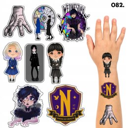 TATUAŻE ZMYWALNE DLA DZIECI TYMCZASOWE WEDNESDAY ADDAMS - 8 EL. / 150 WZORÓ