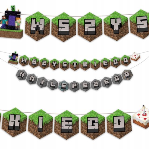 DUŻY ZESTAW URODZINOWY MINECRAFT BALONY TOPPERY GIRLANDA NA IMPREZE 47EL DUŻY ZESTAW URODZINOWY MINECRAFT BALONY TOPPERY GIRLANDA NA IMPREZE 47EL