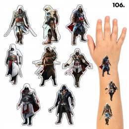TATUAŻE ZMYWALNE DLA DZIECI TYMCZASOWE ASSASSIN GRY - 8 EL. / 150 WZORÓW